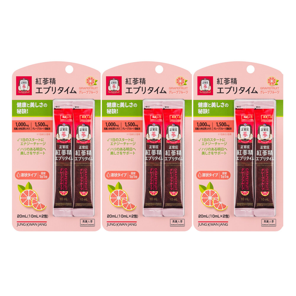 約54％割引！【ワンコイン体験版】紅参精 エブリタイムグレープフルーツ 2包×3個