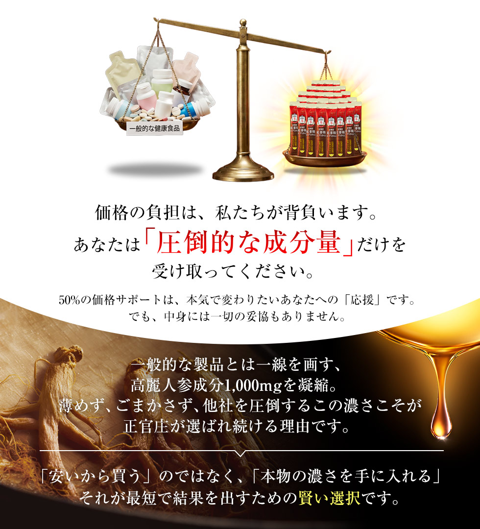 「本気で続けたい」あなたのために、正官庄がサポートします。